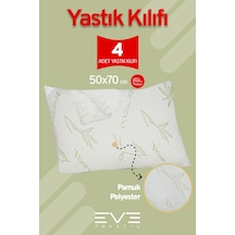 4 Adet Bamboo Antibakteriyel Fermuarlı Yıkanabilir Otel Lüks Yastık Kılıfı 50x70cm Beyaz