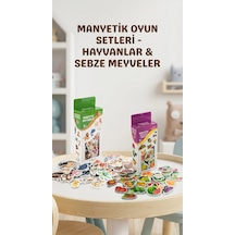 Eğitici Manyetik Oyuncak Seti 56 Parça Hayvan Sebze Meyve Magnet