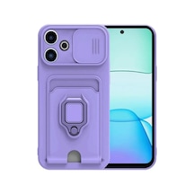 Xiaomi Redmi 13 4g Uyumlu Kılıf Zuma Kartvizitli Yüzüklü Silikon - Lila