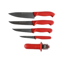 Sürbisa Sürmene Şef Bıçak Seti Kırmızı 4 Ad. Bıçak +1 Ad. Bıçak