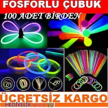 100 Adet Işıklı Çubuk Glow Stick Fosforlu Çubuk