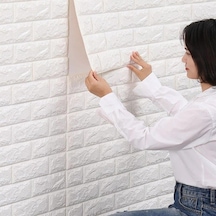70x23 Cm Beyaz Kendinden Yapışkanlı 3d Esnek Duvar Kağıdı Paneli Genel