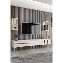 Givayo Mobilya Lükens Tv Ünitesi Beyaz Gold 180 Cm