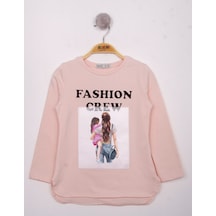 Toontoy Kids Toontoy Kız Çocuk Fashion Baskılı Tişört Pudra