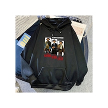 Tarzsokak Siyah Unisex Streetwear Grafik Tv İyi Kötü Ve Çirkin Baskı Kapşonlu Casual Er