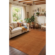 Valerıa Vlr01t Turuncu Dekoratif Şönil Kilim Modern Desen Yıkanabilir Yumuşak Kaymaz Taban Halı