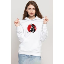 Rurouni Kenshin Samurai Logo Beyaz Kadın 3ip Kapşonlu Sweatshirt Beyaz