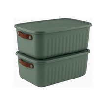 2'li Kapaklı Saklama Kutusu Seti 10 Litre Taşınabilir Kulplu, Dolap İçi Düzenleyici, Çok Amaçlı Organizer Diğer