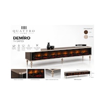 Demiro Elektrikli Şömineli Tv Ünitesi 160 Cm Açık Meşe Metal Ayaklı Modern Tv Sehpası Ceviz