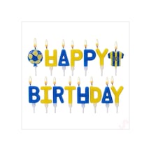 Sarı Lacivert Happy Birthday 15 Parça Doğum Günü Mum Seti 0 - 99