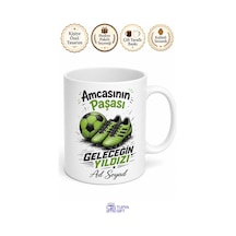 Amcasının Paşası Futbol Topu Çizimli Geleceğin Yıldızı Amca Yeğen Spor Aşkı Çay Kupa Bardak Beyaz / Çok Renkli