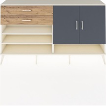 Arges Konsol 4 Raflı 2 Çekmeceli 2 Kapaklı 176x30x99 Aytaşı-antra Aytaşı-antrasit/çam