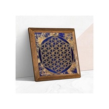 Pinecone Yaşam Çiçeği Taş Duvar Tablosu - Ahşap Çerçeveli Taş Tablo - 25x25 Cm - Dekoratif Duvar Sanatı - Modern Ev Ve Ofis Duvar Dekoru W1-173