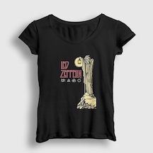 Presmono Kadın Stairway Led Zeppelin T-shirt Siyah