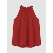 Lcw Comfort Kırmızı Halter Yaka Büzgülü Bluz