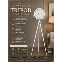 Zarif Roma Rakamlı Tripod Ayaklı Saat Beyaz