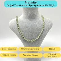 Yıldız Doğal Taş Prehnit Doğal Taş 6 MM Makrome Kolye 45 CM - 55 CM Ayarlanabilir Yeşil