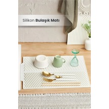 Silikon Bulaşık Kurutma Matı Maxi Boy 44x33cm Silikon Beyaz Diğer