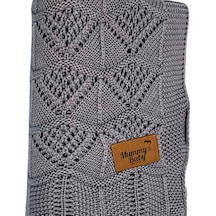 Mummy's Baby Tencel Örgü Dantel Desen Bebek Battaniyesi 80 100 Gri