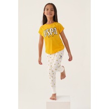 U.s. Polo Assn Lisanslı Text Printed Sarı Kız Çocuk Pijama Takımı 5274-43373