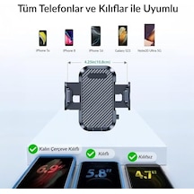 Vantuzlu Uzayan Cam Ve Torpido İçin Ayarlanabilir Araç İçi Telefon Tutucu