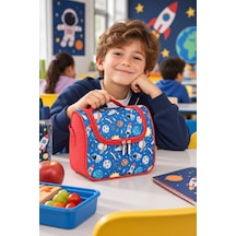 Uzay Roket Astronot Gezegen Termal Beslenme Çantası Isı Yalıtımlı Çocuk Okul 24x22x14 Cm Çok Renkli
