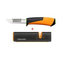 Fiskars 156018-1023619 Bileyicili Ağır Iş Bıçağı + 120740-1000601 Balta Ve Bıçak Bileyici