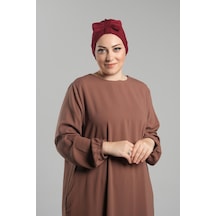 Hürrem Bone Bordo Pratik Hazır Geçmeli Fiyonklu Bone Sandy Çift Taraflı Çapraz 3007b 16 Bordo