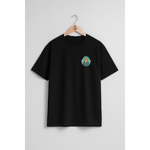 Bahriyeli Collection Oversize Dalgıç Octopus Diving With A Helmet Cep Ve Sırt Tasarımlı Unisex T-shirt SIYAH
