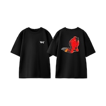 Thewert Kanye West 5 Tasarım Sırt Baskılı Pamuk Siyah Oversize T-shirt