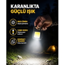 Şarjlı Cob Led Anahtarlık Fener 4 Modlu, Manyetik Ve Katlanabilir Standlı Yeni Nesil
