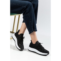 Suins Veina Model Taş İşlemeli Kadın Spor Ayakkabı Sneaker Siyah