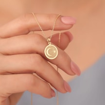 925 Ayar Altın Mikron Kaplama Ayyıldız Gümüş Kolye - Cn00397 Altın