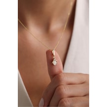 Opal Taşlı Penguen Kilitli Charm Kolye Ucu