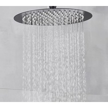 Tepe Duş Başlığı Oval Slim 304 Metal Ø25 Cm Ktd106 Mat Siyah