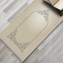 Evaşk Namazlık Dokuma Halı Kaymaz Muslumana Seccade 80 x 130 BEJ EVAŞK413D80