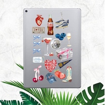 Blue Vintage Retro Sticker Seti, Çıkartma, Ajanda Bujo Scrapbook Kolaj Etiket Bullet Journal Diğer