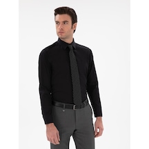 Cacharel Siyah Slim Fit Klasik Yaka Basic Gömlek