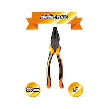200 Mm Kombine Pense 8'' Turuncu İzoleli