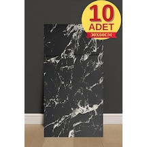 10 Adet 30x60cm Siyah Mermer Desen Yapışkanlı Köpük Duvar Paneli Kağıdı Banyo,ofis Otel Nwyp11 Siyah