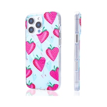 Apple iPhone Uyumlu 15 Pro Max Kılıf Rengarenk Desenli Magsafe Kamera Yükseltili Silikon Pazarplus Pembe-Mavi