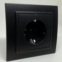Elbi Zena Topraklı Priz Mat Siyah Vantablack Çerçeve Dahil