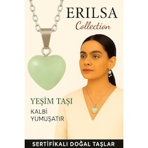 Sertifikalı Kalp Model Jade Yeşim Taşı Kolye Kalbi Yumuşatır, İç Huzuru Dengeler Çok Renkli