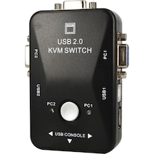 2 Port Usb Kvm Switch 2 Bilgisayar Tek Monitör Klavye Mouse Paylaştırıcı Vga Bağlantılı Usb 2.0 Çoklu Pc Kontrol Cihazı