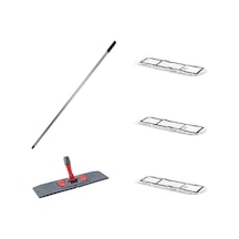 Tablet Palet Nemli Yedek Mop Takımı Seti - 3 Adet 60 CM Nemli Mop + Katlanır Aparat + Metal Sap