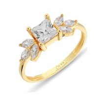 Çgk Çiğdem Gürel Kuyumculuk 8 Ayar Damla Taşlı Tektaş Altın Yüzük Gold