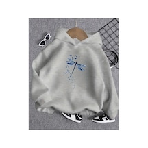 Herkesemoda Yusufcuk Baskı Detaylı İçi Polarlı Kapüşonlu Sweatshirt Gri