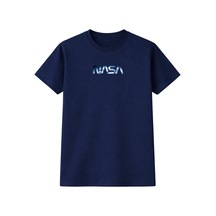 Nasa Logolu Uzay Desenli Unisex Oversize T-shirt %100 Pamuk Street Style Yazlık Günlük T-shirt Lacivert