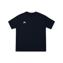 Raru Pamuk Oversize Basic T-shirt Latus Lacivert Lacivert