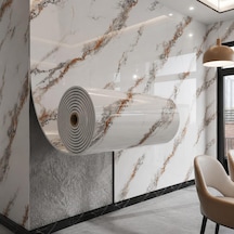60cm X 3 Metre Tek Parça Yapışkanlı Rulo Oxis Naturel Kayrak Desen Duvar Paneli Kağıdı Tx-107 Krem